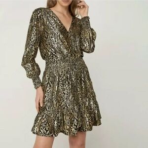 Michael Kors | Black and Gold Foil Mini Dress